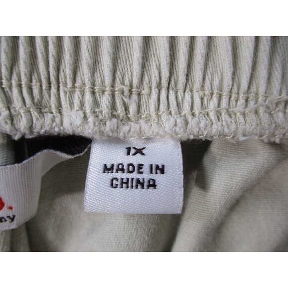 Denim & Co. Womens Capri Pants With Lattice Hem 1X Beige Cotton - Picture 3 of 11